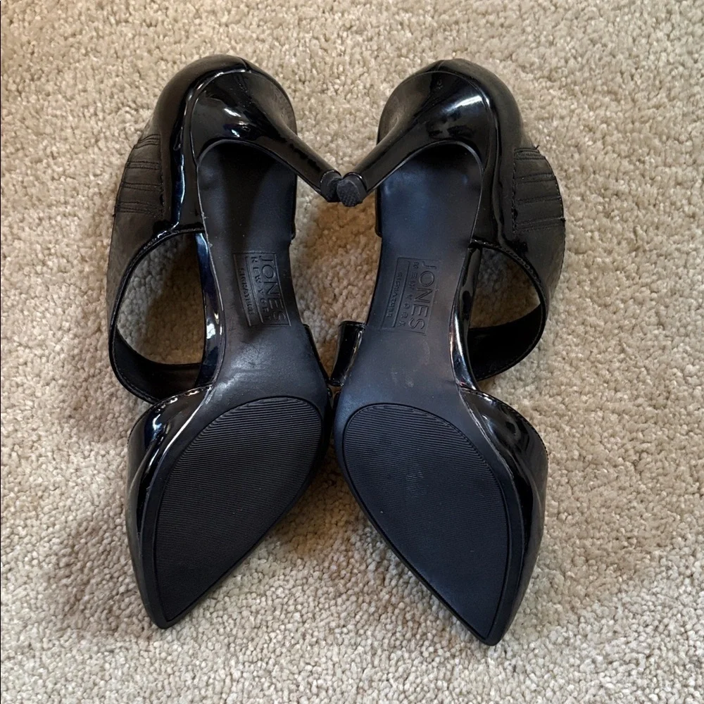 Jones New York Crossover Faux Patent Leather Black 4 Inch Heels-Size 8.5